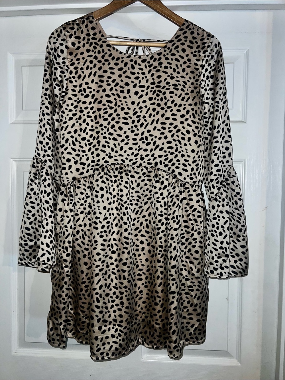 Adrienne Black and Beige Spot Print Dress